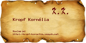 Kropf Kornélia névjegykártya